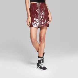 Women's Zip Front Faux Leather Mini Skirt